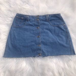 90s high waist button down denim skirt
